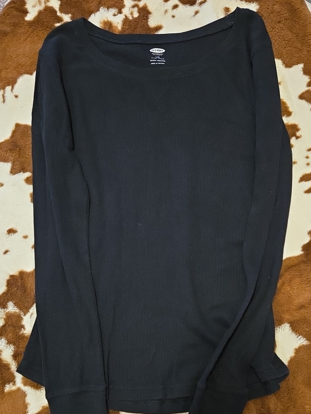 Old Navy Black Ribbed Scoop-Neck Long Sleeve Top
